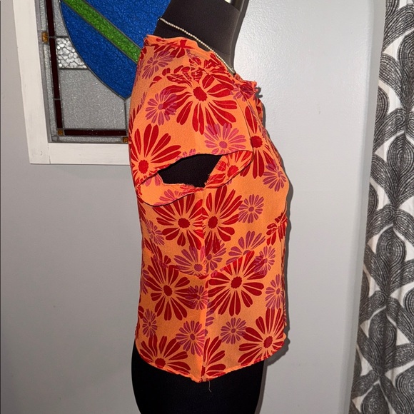 Bob Mackie Y2K 100% Silk Semi Sheer Top SZ 10P - Picture 5 of 6